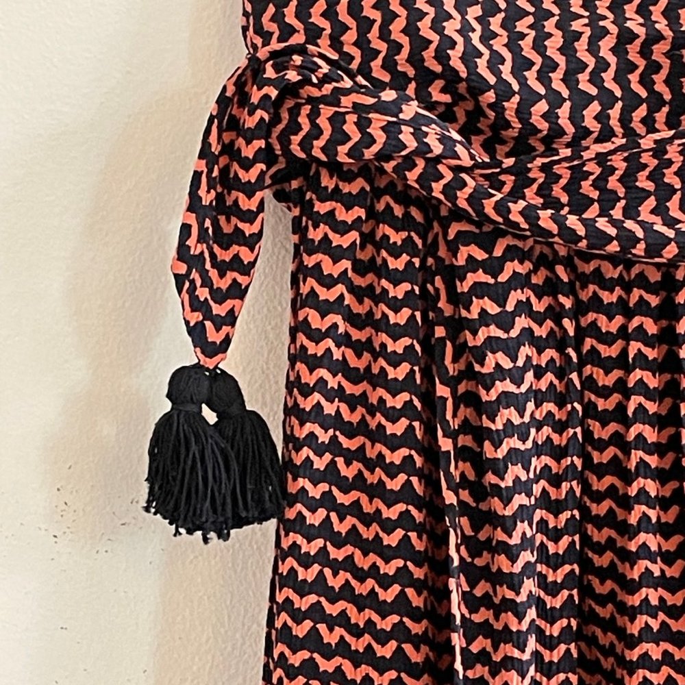 Apiece Apart Baja Tie Skirt – Navy & Burnt Orange – Silk – Size 4 - Picture 4 of 7
